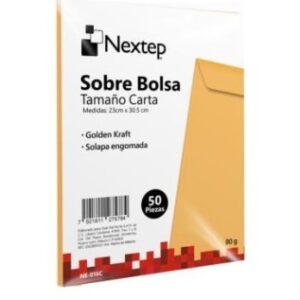 Sobre Bolsa Nextep Económico Tamaño Carta Solapa Engomada Paquete c/50
