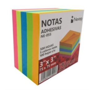 Notas Adhesivas Nextep 3x3 Neón 5 Bloques 500 Hojas